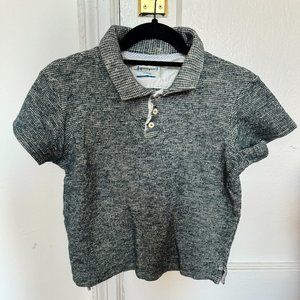 Haspel cotton/wool sweater crop top in gray blue, Size M